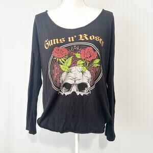 Bravado Black Long Sleeve Tee with Guns N' Roses Skull Graphic size large cotton